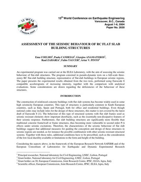 Pdf Assessment Of The Seismic Behaviour Of Rc Flat Slab Storey