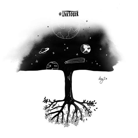 a black and white drawing of a tree