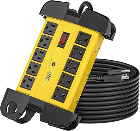 CRST Power Bar With 15Ft Cord 10 Outlet Power Bars With Surge Protector