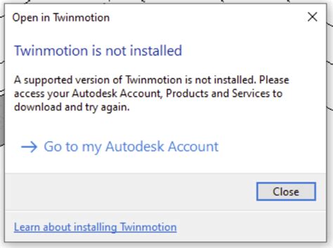 Twinmotion no está instalado al utilizar Abrir en Twinmotion en Revit