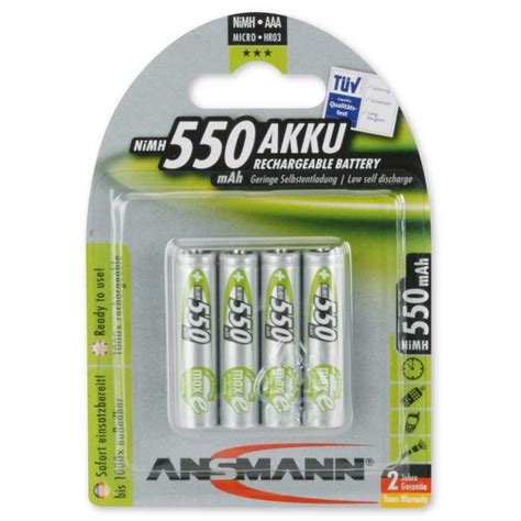 Ansmann® Ansmann Nimh Akku Micro 550mah 4er Blister Akku 550 Mah 1 2 V