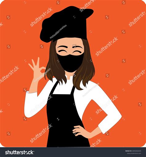 Female Chef Gesturing Ok Vector Flat Stock Vector Royalty Free