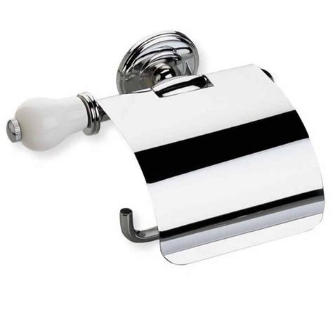 Wall Mounted Chrome Toilet Roll Holder With Cover And End Cap Chrome