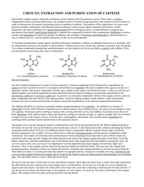 Experiment Isolation Of Caffeine From Tea Leaves