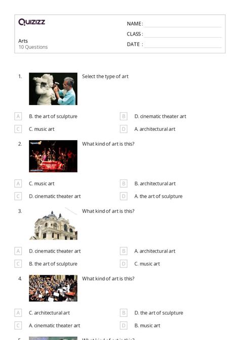 Printable Fine Arts Worksheets For Grade Quizizz