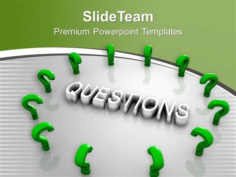 Green Question Marks Around Word Question Powerpoint Templates Ppt