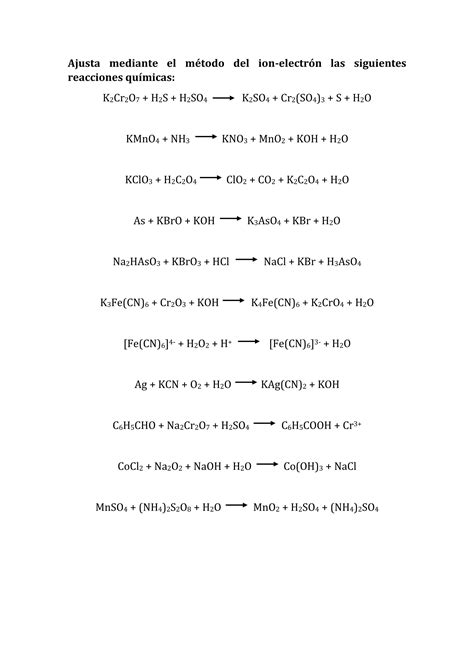 Ajuste De Reacciones Redox Pdf