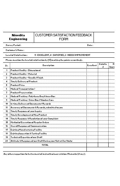 Free 30 Customer Feedback Forms In Pdf Ms Word Excel