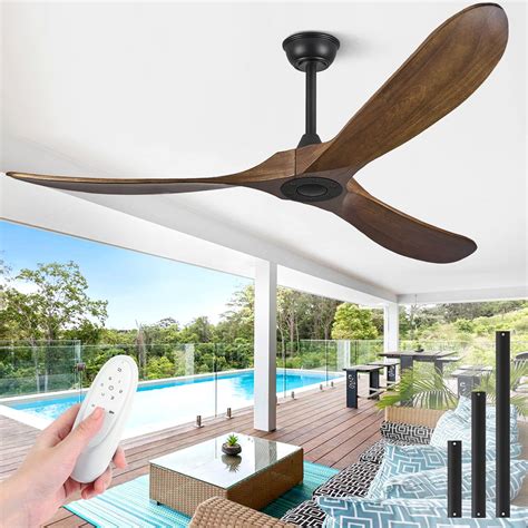 Haipeel 60" Wood Ceiling Fan no Light, 60 Inch Ceiling Fans without