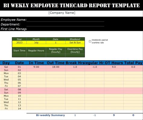 Employee Time Card Templates Free Report Templates