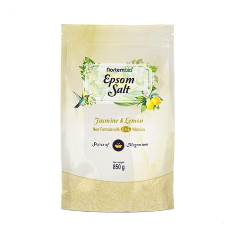 Sal de Epsom 850 g 100 Fragancia Jazmín y Limón Hidratada con