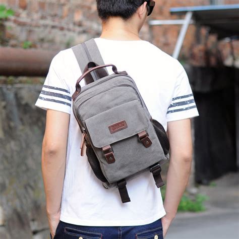 Canvas Single And Double Shoulder Backpack Student Schoolbag Unisex