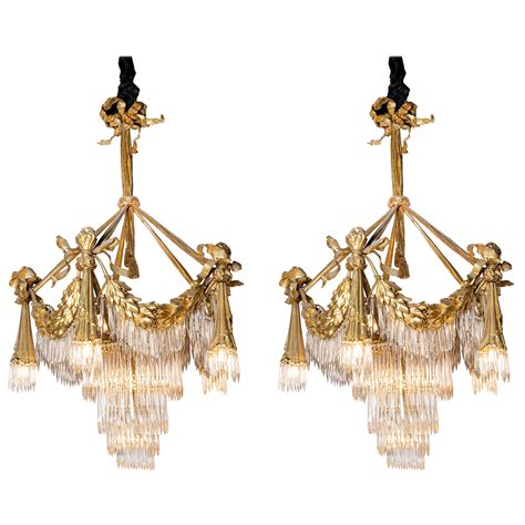 Antique Signed Baccarat Bronze And Crystal Chandelier For Sale At