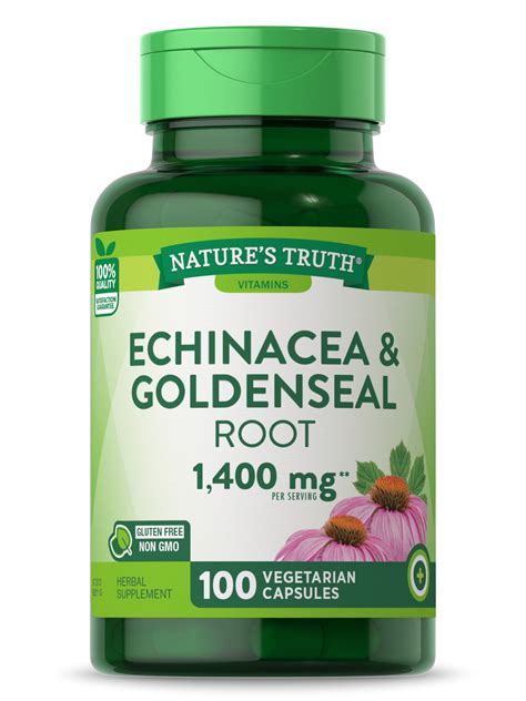 Echinacea Goldenseal Capsules 900mg 100 Count Non Gmo And Gluten