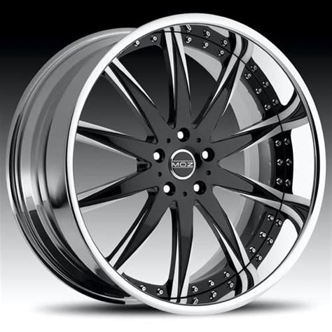 Moz Wheels Rims Frost 19 20 22 24 26 Inch Black Brushed Face Chrome Lip Custom Wheels Cars