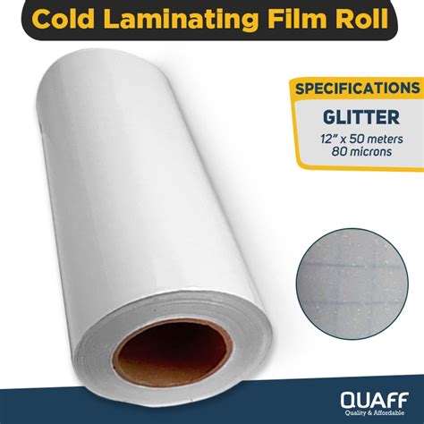 QUAFF Photo Top Roll 12 Inches Glitter Cold Laminating Film 1 Roll 50