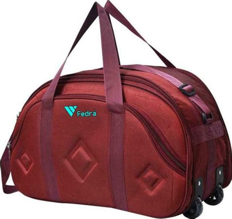 FEDRA Red Polyester Strolley Duffle Bag With Wheels 60 L JioMart