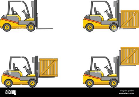 Detailed Illustration Of Forklifts Heavy Equipment And Machinery Stock