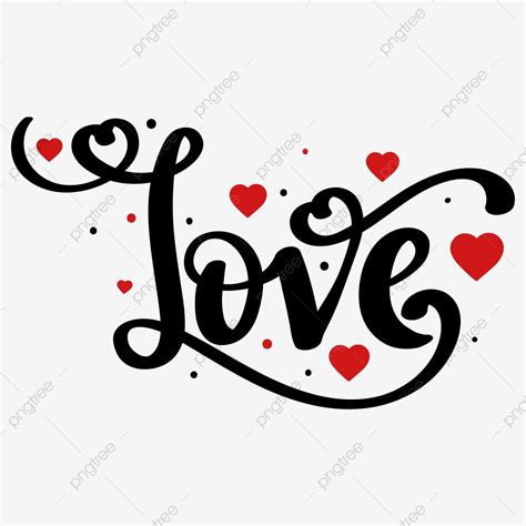 Heart Love Text Vector Art PNG, Love Text Lettering Design With Hearts ...