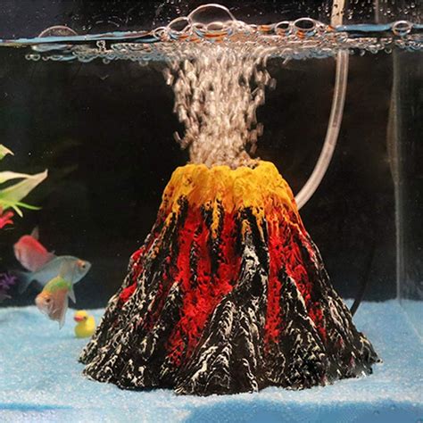 Yiran Fish Tank Volcano Ornament Air Bubbler Decorations For Fish Tank