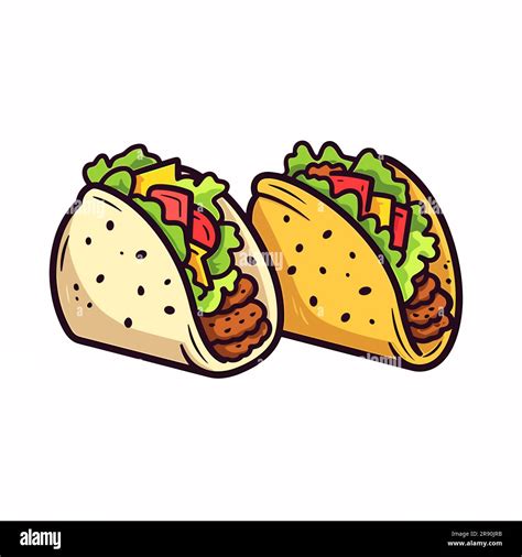 Mexican Taco Tacos Hand Drawn Illustration Vector Doodle Style