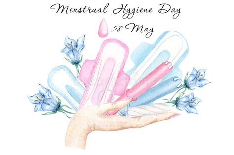 28 May Menstrual Hygiene Day Design Template For Celebration Watercolor Hand Drawn Illustration