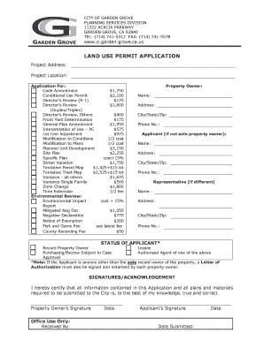 Fillable Online Ci Garden Grove Ca Revised Land Use Application 1 DOC