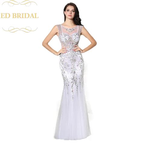 Crystal Beaded Sexy See Through Backless Mermaid Prom Dress Long