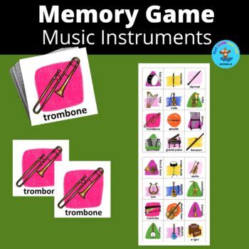 Music Instruments Memory Game By Edutime Tpt