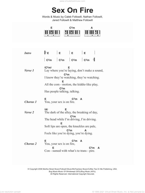 Sex On Fire Sheet Music For Piano Solo Chords Lyrics Melody