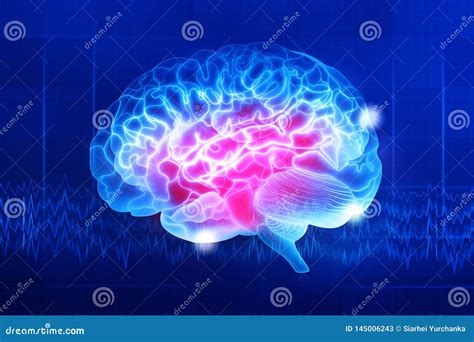 Human Brain On A Dark Blue Background Stock Illustration Illustration