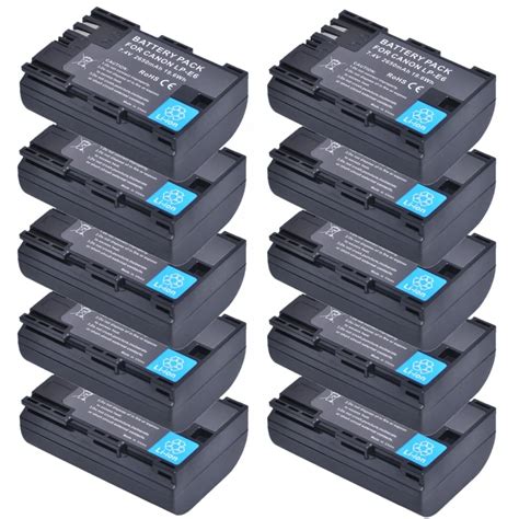 10PCS 2650mAh LP E6 LPE6 Camera Li Ion Bateria For Canon EOS 5D 5D2 5DS