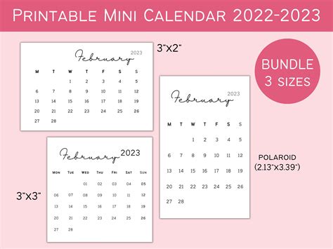 Printable 2022 2023 Mini Calendar Bundle Etsy