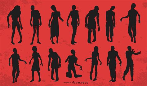 Zombie Silhouette Set Vector Download