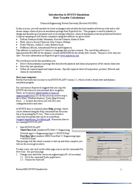 PDF Rowan HEX HYSYS Handout DOKUMEN TIPS