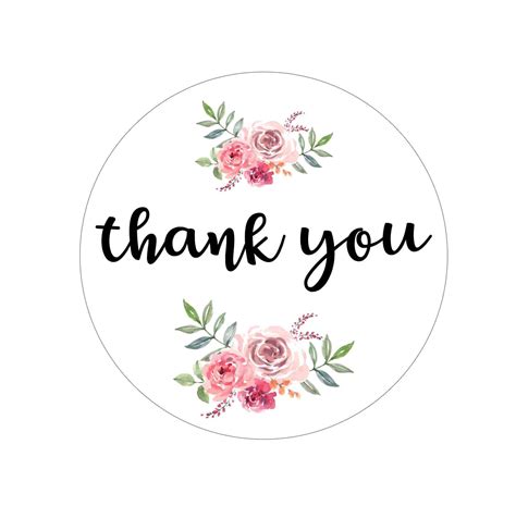 56 Thank You Stickers Thank You Craft Label Sticker With Flowers Etsy