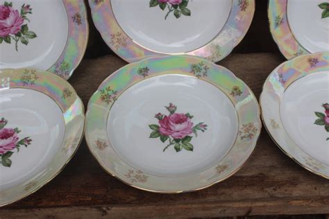 Soup Plate Pasta Plate Set Roses Gold Rim Mother Of Pearl Kahla