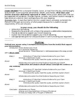 No Exit By Jean Paul Sartre Essay Guidelines Rubric By Isabelle T