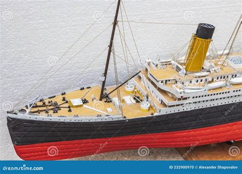 Close Up View of Part of Wooden Titanic Ship Model. Beautiful Wooden ...