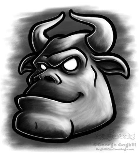 Minotaur Head Cartoon Character Sketch Coghill Cartooning Cartoon