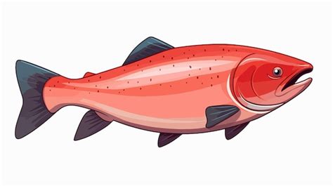 Cute Salmon Fish Cartoon On White Background Premium Ai Generated Vector