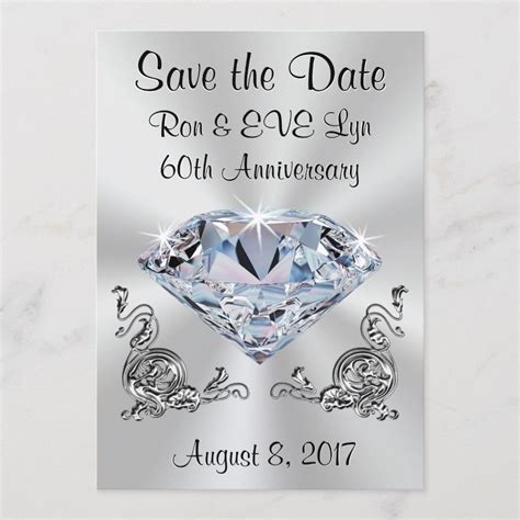 Diamond Anniversary Save The Date Cards Your Text In 2020