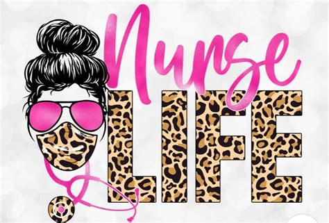 Nurse Life Messy Bun Leopard Sublimation Transfer Etsy