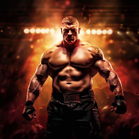 Brock Lesnar in an victorious stance inside a wrestling ring by ...