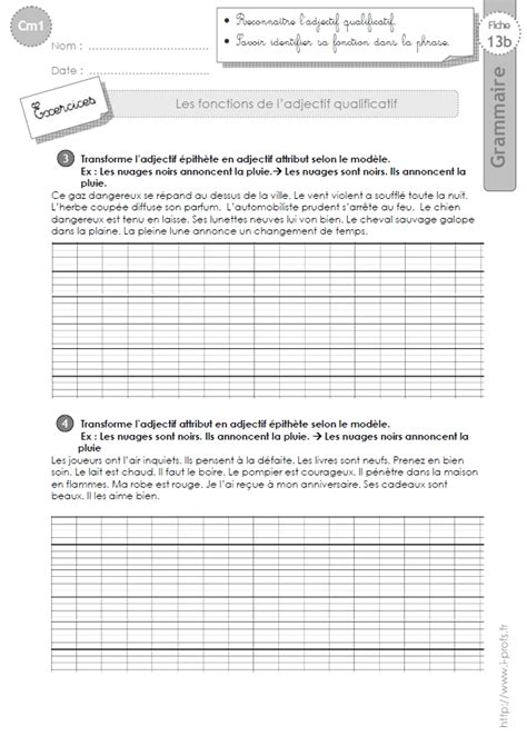 Cm Exercices Les Fonction De L Adjectif Qualificatif 12064 Hot Sex