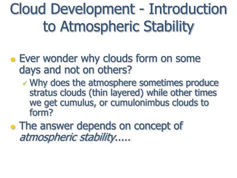 Ppt Cloud Development Introduction To Atmospheric Stability