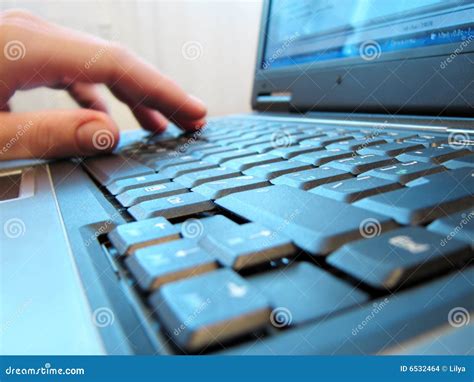 Computer Keyboard With Human Hand Stock Photo Image Of Touching