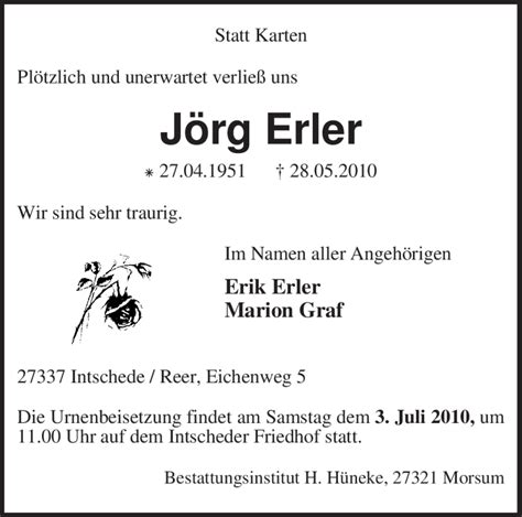 Traueranzeigen von Jörg Erler trauer kreiszeitung de