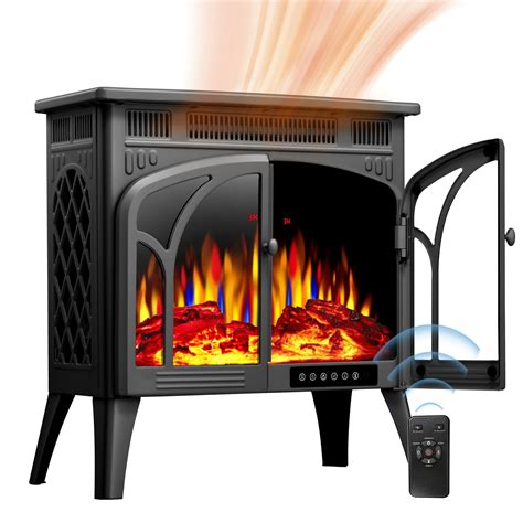 Auseo Electric Fireplace Heater 25" with 3D Realistic Flame Effect ...