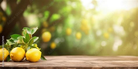 Lemon tree garden background created with generative Ai technology ...